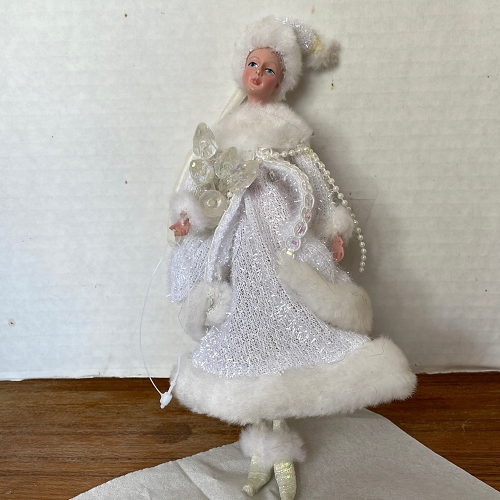 Woodland Fairy Pixie Sprite White and clear ornament.